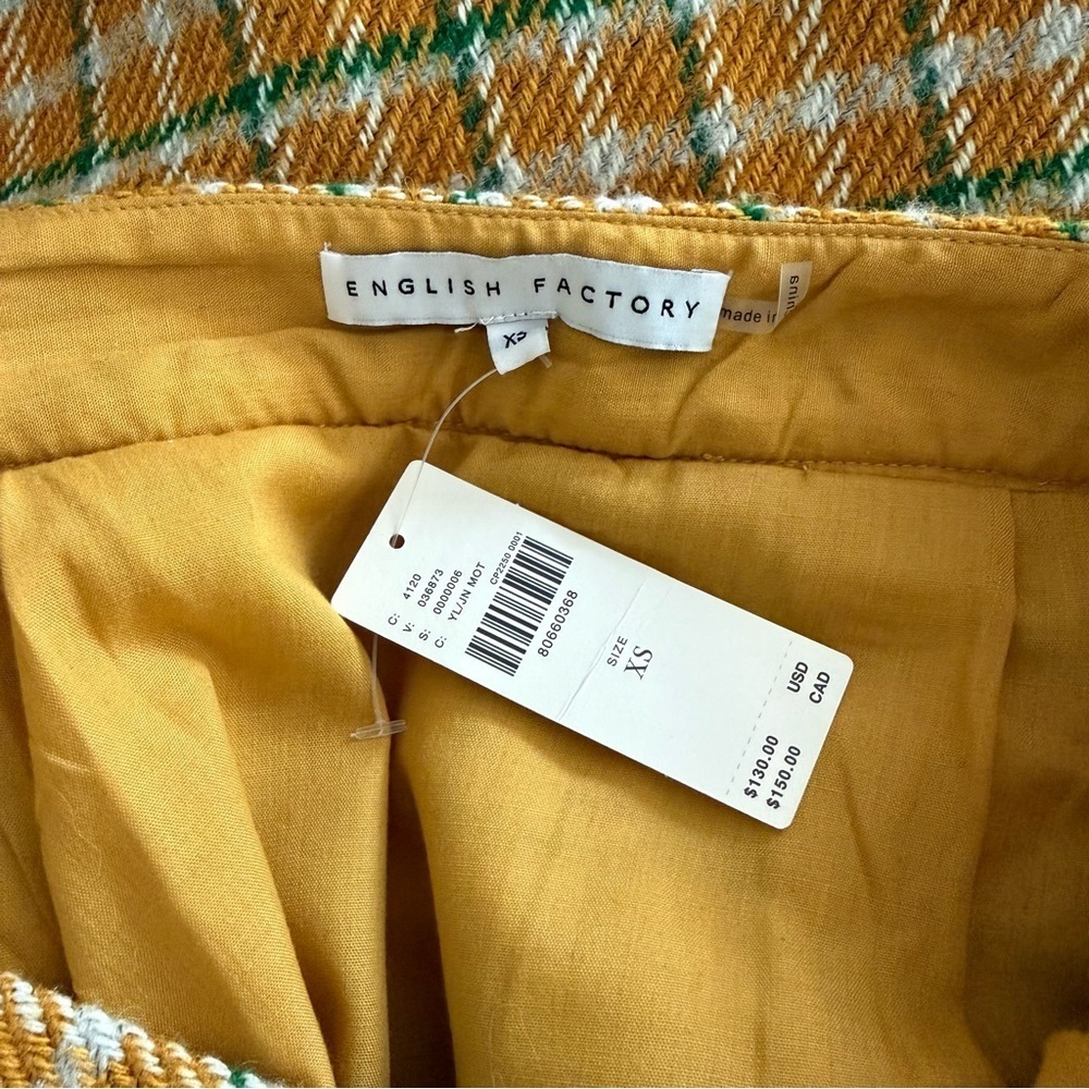 Anthropologie English Factory Yellow Plaid Skirt - Picture 9 of 9